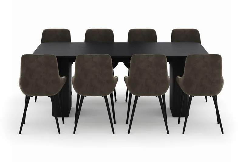 Kopparbo Ruokailuryhmä 200-206cm 8 Alsarp Ruokatuolilla - Musta - Huonekalut - Pöytä & ruokailuryhmä - Ruokailuryhmä