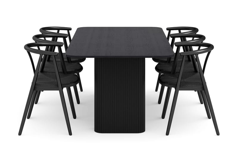 Kopparbo Ruokailuryhmä 200-260 cm Jatkettava ja 6 Cytie Käsinojallista Tuolia - Musta - Huonekalut - Pöytä & ruokailuryhmä - Ruokailuryhmä
