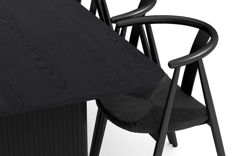 Kopparbo Ruokailuryhmä 200-260 cm Jatkettava ja 6 Cytie Käsinojallista Tuolia - Musta - Huonekalut - Pöytä & ruokailuryhmä - Ruokailuryhmä