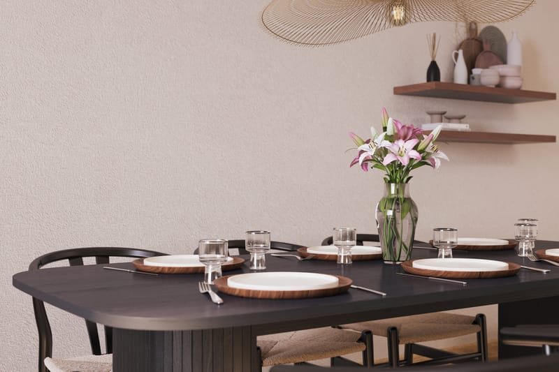 Kopparbo Ruokailuryhmä 200 cm ja 6 Dastoori Tuolia - Musta - Huonekalut - Pöytä & ruokailuryhmä - Ruokailuryhmä