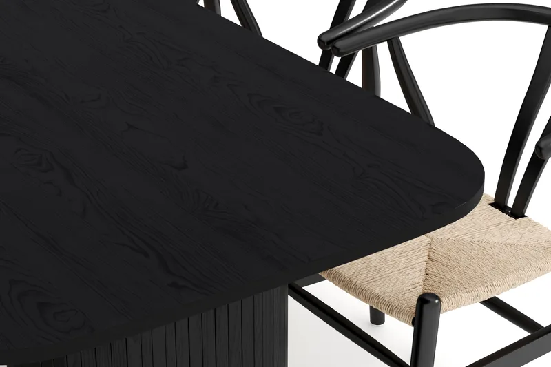 Kopparbo Ruokailuryhmä 200 cm ja 6 Dastoori Tuolia - Musta - Huonekalut - Pöytä & ruokailuryhmä - Ruokailuryhmä