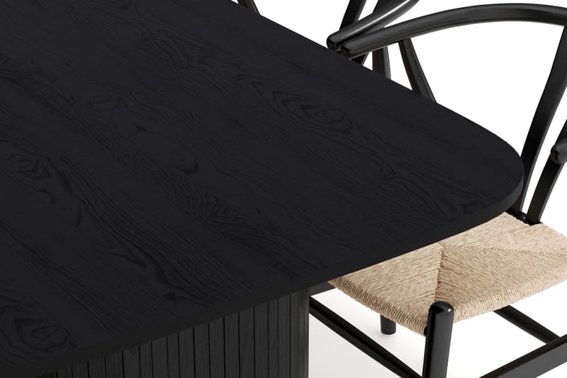 Kopparbo Ruokailuryhmä 200 cm ja 6 Dastoori Tuolia - Musta - Huonekalut - Pöytä & ruokailuryhmä - Ruokailuryhmä