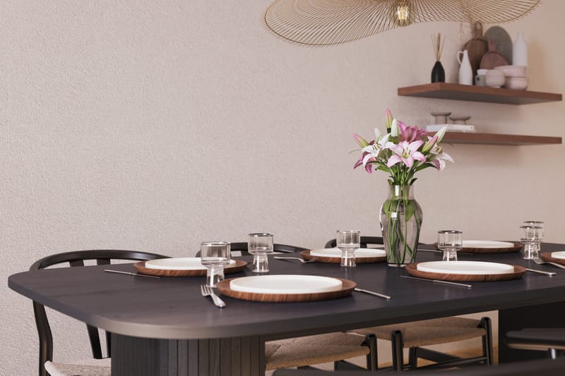 Kopparbo Ruokailuryhmä 200 cm ja 6 Dastoori Tuolia - Musta - Huonekalut - Pöytä & ruokailuryhmä - Ruokailuryhmä