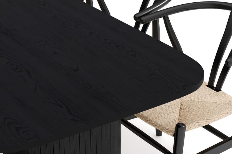 Kopparbo Ruokailuryhmä 200 cm ja 6 Dastoori Tuolia - Musta - Huonekalut - Pöytä & ruokailuryhmä - Ruokailuryhmä