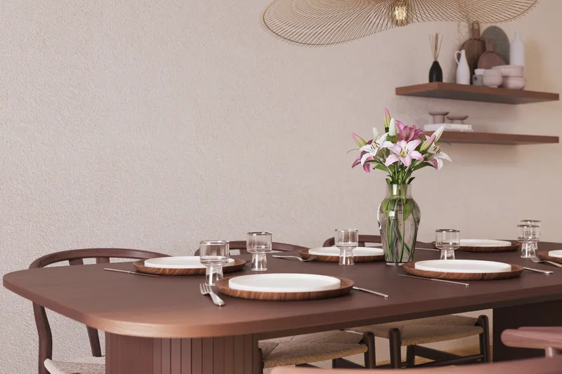 Kopparbo Ruokailuryhmä 200 cm ja 6 Dastoori Tuolia - Ruskea - Huonekalut - Pöytä & ruokailuryhmä - Ruokailuryhmä