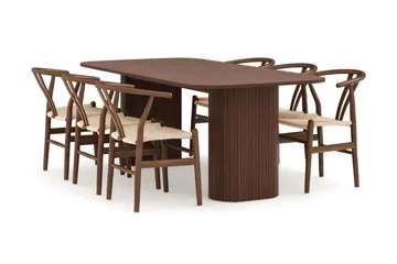 Kopparbo Ruokailuryhmä 200 cm ja 6 Dastoori Tuolia