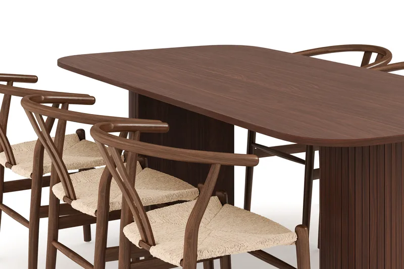 Kopparbo Ruokailuryhmä 200 cm ja 6 Dastoori Tuolia - Ruskea - Huonekalut - Pöytä & ruokailuryhmä - Ruokailuryhmä