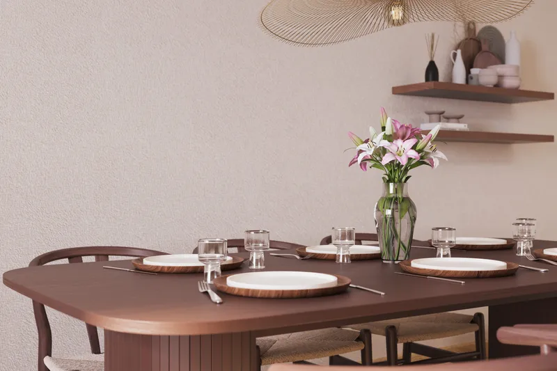 Kopparbo Ruokailuryhmä 200 cm ja 6 Dastoori Tuolia - Ruskea - Huonekalut - Pöytä & ruokailuryhmä - Ruokailuryhmä