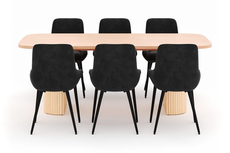 Kopparbo Ruokailuryhmä 200x90cm 6 Alsarp Ruokatuolilla - Natural - Huonekalut - Pöytä & ruokailuryhmä - Ruokailuryhmä