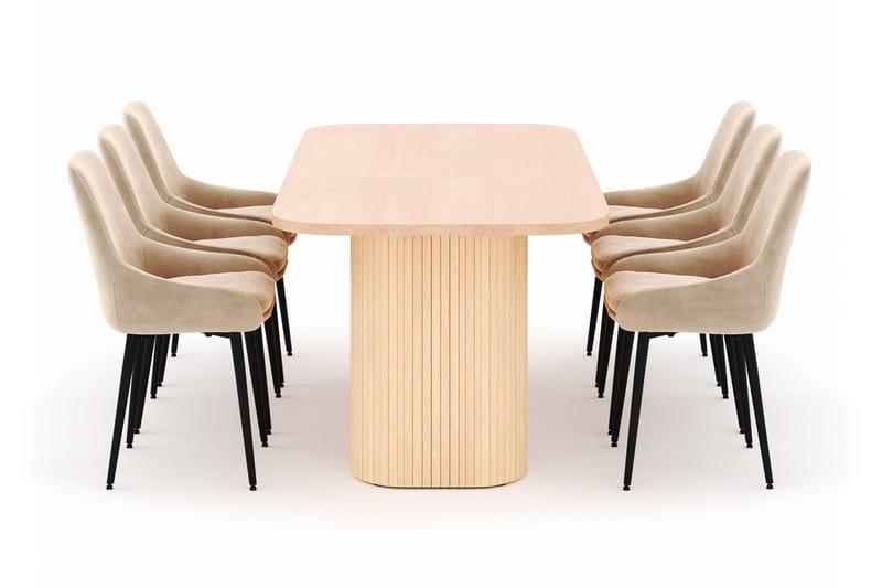 Kopparbo Ruokailuryhmä 200x90cm 6 Alsarp Ruokatuolilla - Natural - Huonekalut - Pöytä & ruokailuryhmä - Ruokailuryhmä