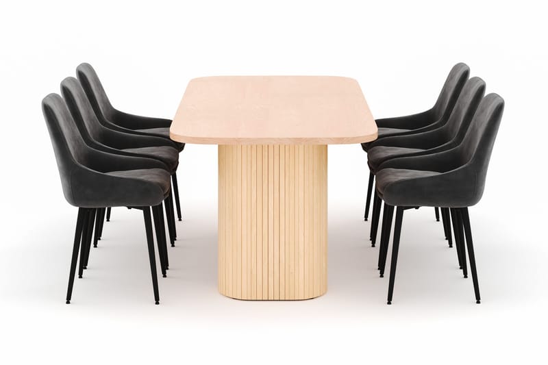 Kopparbo Ruokailuryhmä 200x90cm 6 Alsarp Ruokatuolilla - Natural - Huonekalut - Pöytä & ruokailuryhmä - Ruokailuryhmä