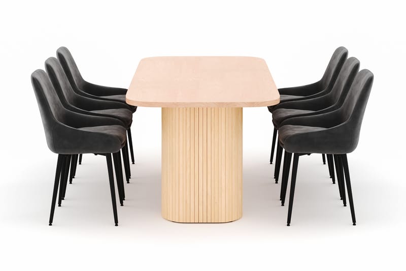 Kopparbo Ruokailuryhmä 200x90cm 6 Alsarp Ruokatuolilla - Natural - Huonekalut - Pöytä & ruokailuryhmä - Ruokailuryhmä