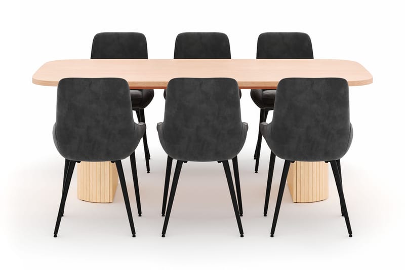 Kopparbo Ruokailuryhmä 200x90cm 6 Alsarp Ruokatuolilla - Natural - Huonekalut - Pöytä & ruokailuryhmä - Ruokailuryhmä