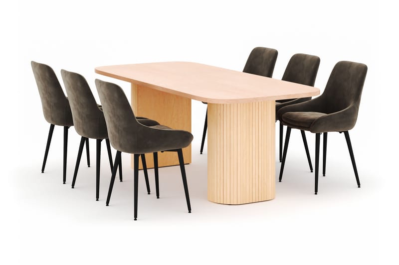 Kopparbo Ruokailuryhmä 200x90cm 6 Alsarp Ruokatuolilla, Natural