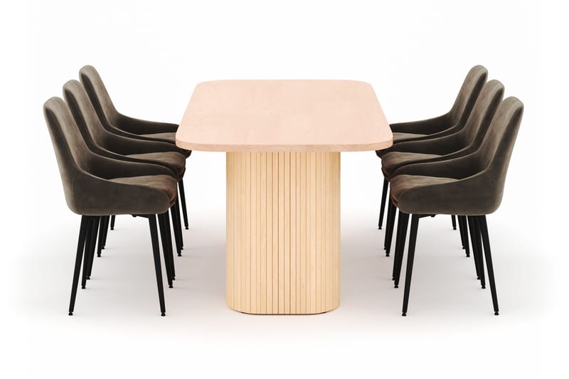 Kopparbo Ruokailuryhmä 200x90cm 6 Alsarp Ruokatuolilla - Natural - Huonekalut - Pöytä & ruokailuryhmä - Ruokailuryhmä