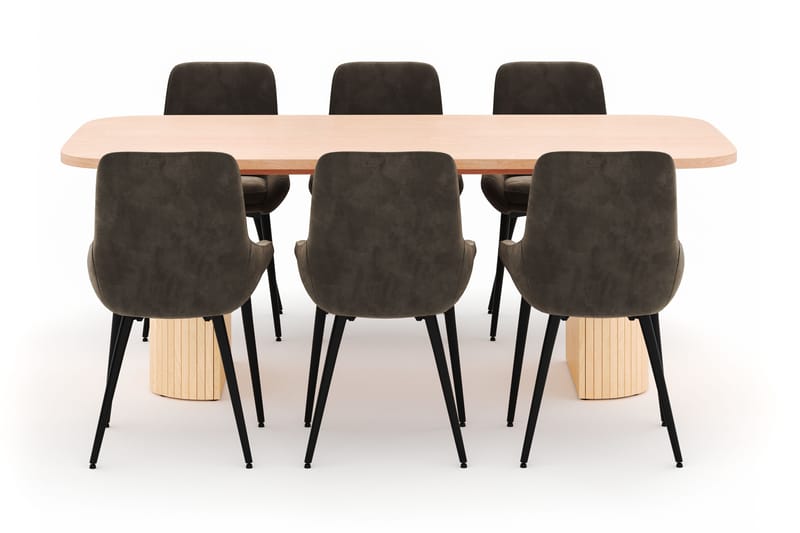 Kopparbo Ruokailuryhmä 200x90cm 6 Alsarp Ruokatuolilla - Natural - Huonekalut - Pöytä & ruokailuryhmä - Ruokailuryhmä