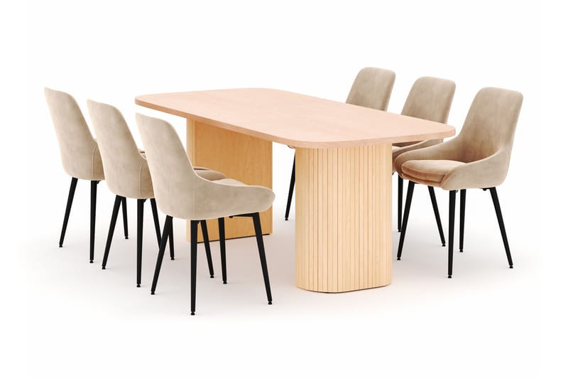 Kopparbo Ruokailuryhmä 200x90cm 6 Alsarp Ruokatuolilla, Natural