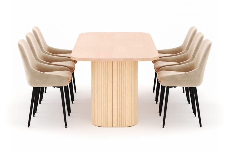 Kopparbo Ruokailuryhmä 200x90cm 6 Alsarp Ruokatuolilla - Natural - Huonekalut - Pöytä & ruokailuryhmä - Ruokailuryhmä