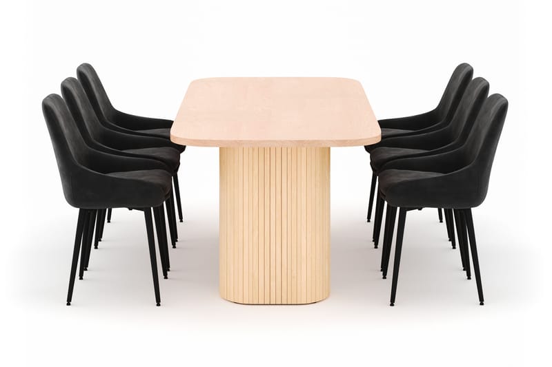 Kopparbo Ruokailuryhmä 200x90cm 6 Alsarp Ruokatuolilla - Natural - Huonekalut - Pöytä & ruokailuryhmä - Ruokailuryhmä