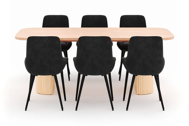 Kopparbo Ruokailuryhmä 200x90cm 6 Alsarp Ruokatuolilla - Natural - Huonekalut - Pöytä & ruokailuryhmä - Ruokailuryhmä