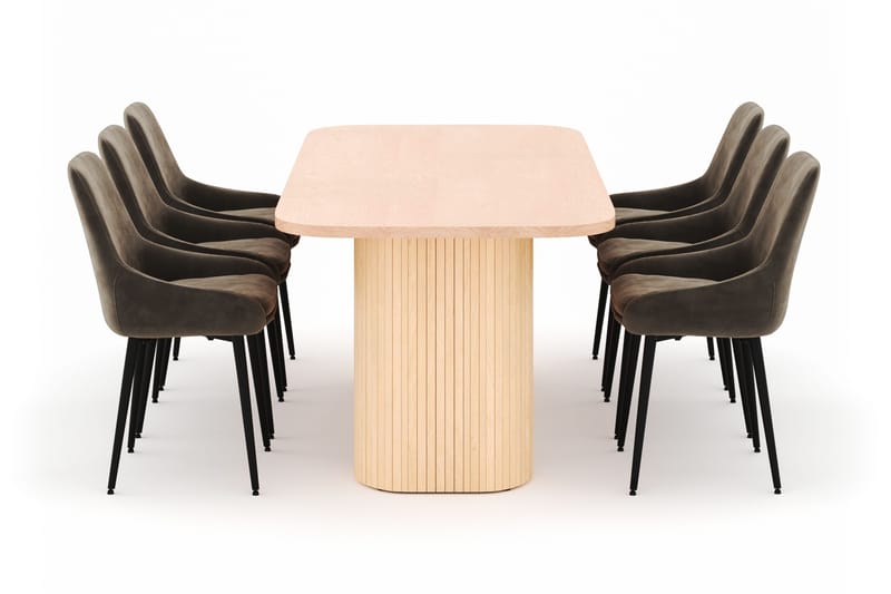 Kopparbo Ruokailuryhmä 200x90cm 6 Alsarp Ruokatuolilla - Natural - Huonekalut - Pöytä & ruokailuryhmä - Ruokailuryhmä