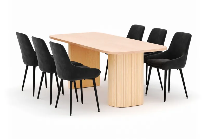 Kopparbo Ruokailuryhmä 200x90cm 6 Alsarp Ruokatuolilla, Natural