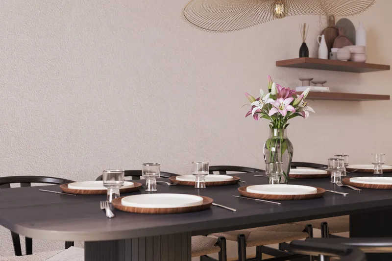 Kopparbo Ruokailuryhmä 240 cm ja 8 Dastoori Tuolia - Musta - Huonekalut - Pöytä & ruokailuryhmä - Ruokailuryhmä