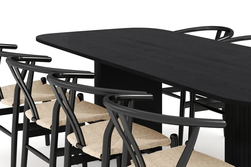 Kopparbo Ruokailuryhmä 240 cm ja 8 Dastoori Tuolia - Musta - Huonekalut - Pöytä & ruokailuryhmä - Ruokailuryhmä
