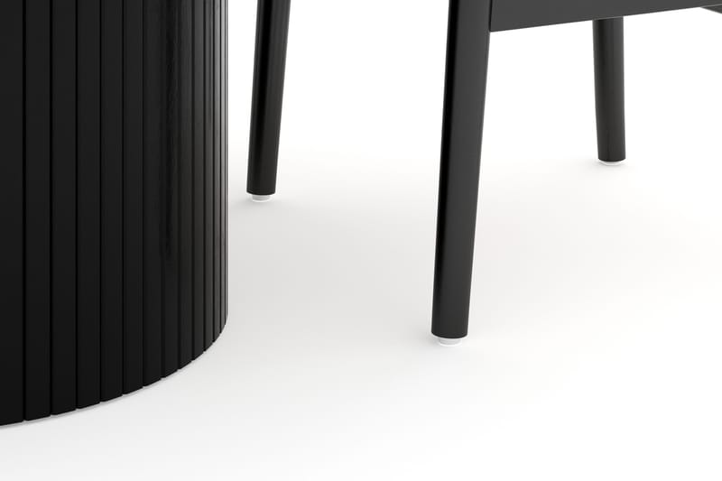 Kopparbo Ruokailuryhmä jatkettava 106-156 cm Pyöreä ja 4 Dastoori Tuolia - Musta - Huonekalut - Pöytä & ruokailuryhmä - Ruokailuryhmä