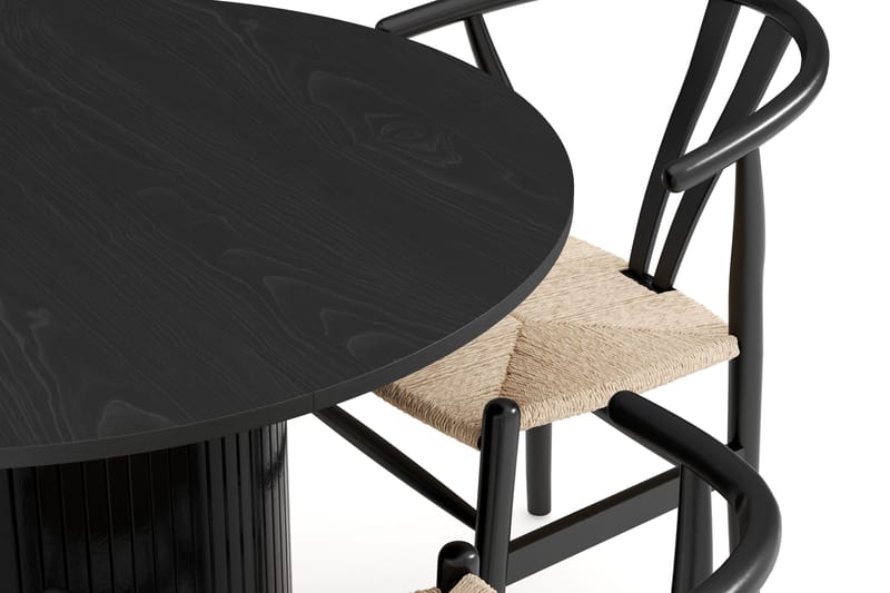 Kopparbo Ruokailuryhmä jatkettava 106-156 cm Pyöreä ja 4 Dastoori Tuolia - Musta - Huonekalut - Pöytä & ruokailuryhmä - Ruokailuryhmä