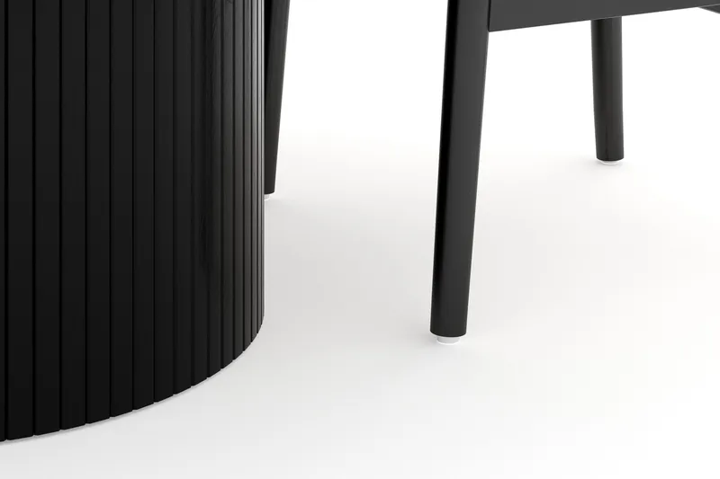 Kopparbo Ruokailuryhmä jatkettava 130-180 cm Pyöreä ja 4 Dastoori Tuolia - Musta - Huonekalut - Pöytä & ruokailuryhmä - Ruokailuryhmä