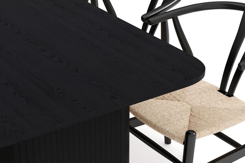 Kopparbo Ruokailuryhmä jatkettava 180-240 cm ja 6 Dastoori Tuolia - Musta - Huonekalut - Pöytä & ruokailuryhmä - Ruokailuryhmä