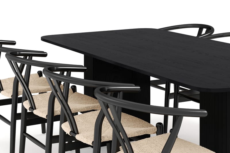 Kopparbo Ruokailuryhmä jatkettava 200-260 cm ja 8 Dastoori Tuolia - Musta - Huonekalut - Pöytä & ruokailuryhmä - Ruokailuryhmä