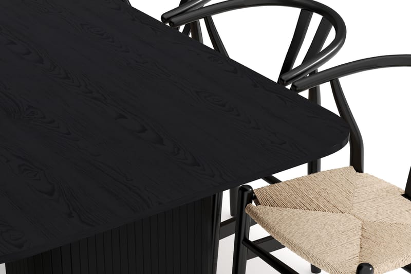 Kopparbo Ruokailuryhmä jatkettava 200-260 cm ja 8 Dastoori Tuolia - Musta - Huonekalut - Pöytä & ruokailuryhmä - Ruokailuryhmä