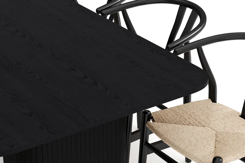 Kopparbo Ruokailuryhmä jatkettava 200-260 cm ja 8 Dastoori Tuolia - Musta - Huonekalut - Pöytä & ruokailuryhmä - Ruokailuryhmä