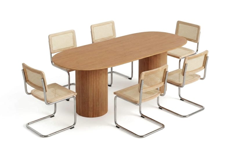 Kopparbo-ruokailuryhmä ovaali 220 cm tammi 8 Build-ruokatuolilla - Tammi - Huonekalut - Pöytä & ruokailuryhmä - Ruokailuryhmä