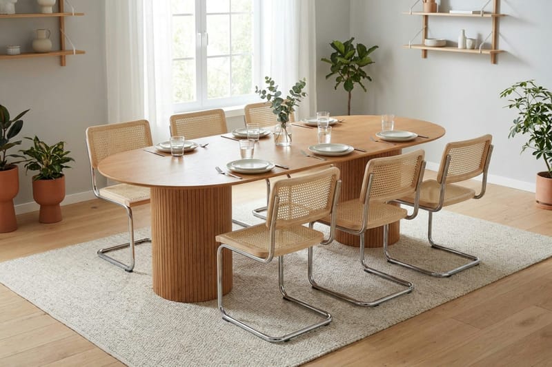 Kopparbo ruokapöytä, ovaali 220x100 cm, viilu - Tammi - Huonekalut - Pöytä & ruokailuryhmä - Ruokapöydät & keittiön pöydät