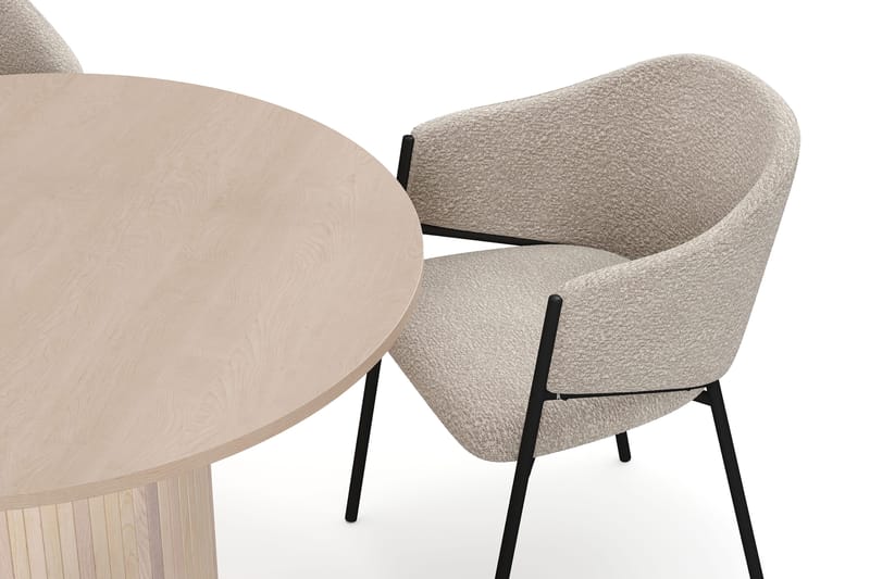Kopparbo Ruokapöytä 106 cm 4 Filip Ruokatuolilla - Valkoinen / Taupe Bouclé - Huonekalut - Pöytä & ruokailuryhmä - Ruokailuryhmä