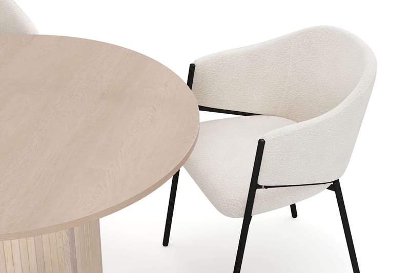 Kopparbo Ruokapöytä 106 cm 4 Filip Ruokatuolilla - Valkoinen / Valkoinen Bouclé - Huonekalut - Pöytä & ruokailuryhmä - Ruokailuryhmä