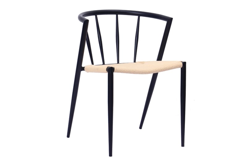 Kopparbo Ruokapöytä 106 cm 4 Winston Ruokatuolilla - Valkoinen / Beige / Metallijalat Musta - Huonekalut - Pöytä & ruokailuryhmä - Ruokailuryhmä