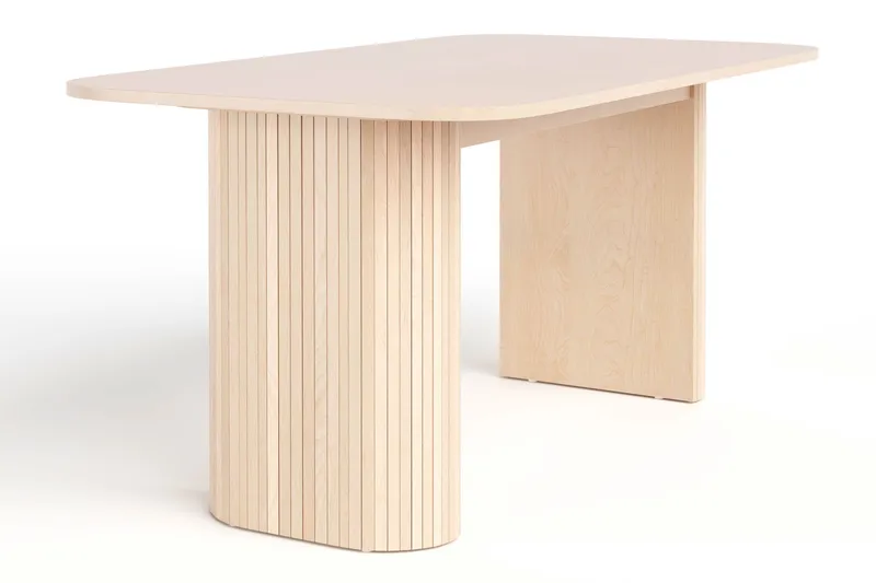 Kopparbo Ruokapöytä 160 cm 4 Katy Ruokatuolilla - Valkoinen / Valkoinen Bouclé / Metallijalat Musta - Huonekalut - Pöytä & ruokailuryhmä - Ruokailuryhmä