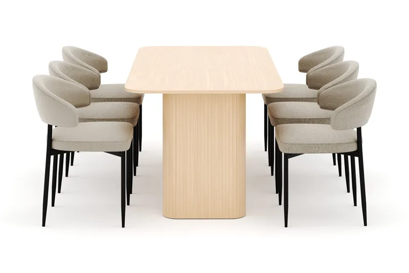 Kopparbo Ruokapöytä 180-240 cm Jatkettava ja 6 Sawako Tuolia - Valkoinen - Huonekalut - Pöytä & ruokailuryhmä - Ruokailuryhmä