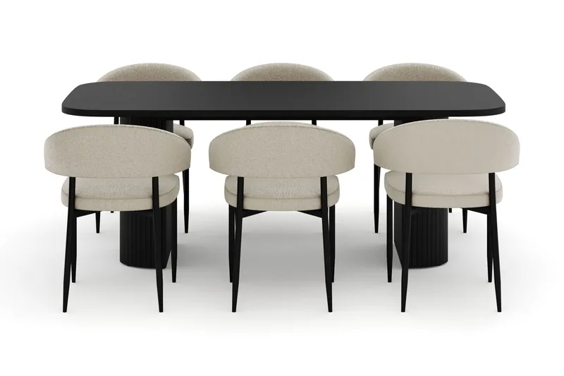 Kopparbo Ruokapöytä 180-240 cm Jatkettava ja 6 Sawako Tuolia - Valkoinen - Huonekalut - Pöytä & ruokailuryhmä - Ruokailuryhmä