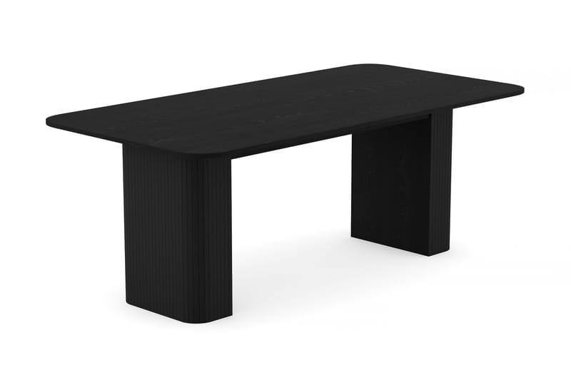 Kopparbo Ruokapöytä 200-260 cm Jatkettava 6 Winston Ruokatuolilla - Musta / Beige / Metallijalat Savutammi - Huonekalut - Pöytä & ruokailuryhmä - Ruokailuryhmä