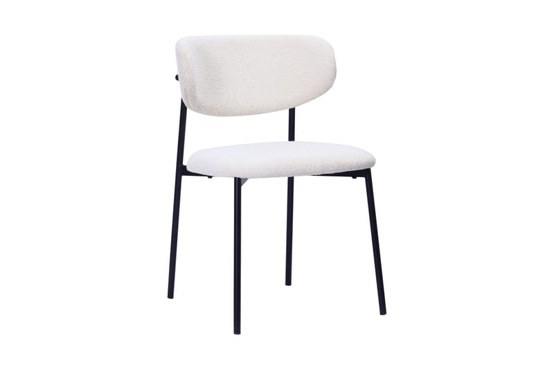 Kopparbo Ruokapöytä 200-260 cm Jatkettava lisälevyllä 6 Lucy Ruokatuolilla - Valkoinen / Valkoinen Bouclé / Metallijalat Musta - Huonekalut - Pöytä & ruokailuryhmä - Ruokailuryhmä