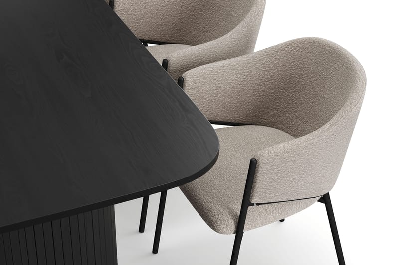 Kopparbo Ruokapöytä 200 cm 6 Filip Ruokatuolilla - Musta / Taupe Bouclé - Huonekalut - Pöytä & ruokailuryhmä - Ruokailuryhmä