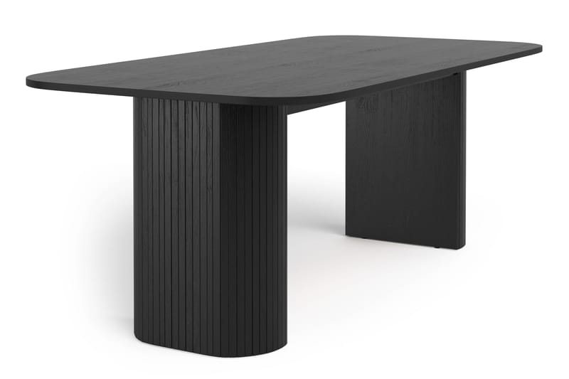 Kopparbo Ruokapöytä 200 cm 6 Winston Ruokatuolilla - Musta / Beige / Metallijalat Musta - Huonekalut - Pöytä & ruokailuryhmä - Ruokailuryhmä