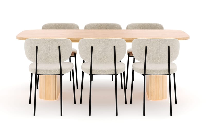 Kopparbo Ruokapöytä 200 cm ja 6 Gemmiano Tuolia - Luonnonväri - Huonekalut - Pöytä & ruokailuryhmä - Ruokailuryhmä