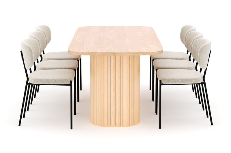 Kopparbo Ruokapöytä 200 cm ja 6 Gemmiano Tuolia - Luonnonväri - Huonekalut - Pöytä & ruokailuryhmä - Ruokailuryhmä