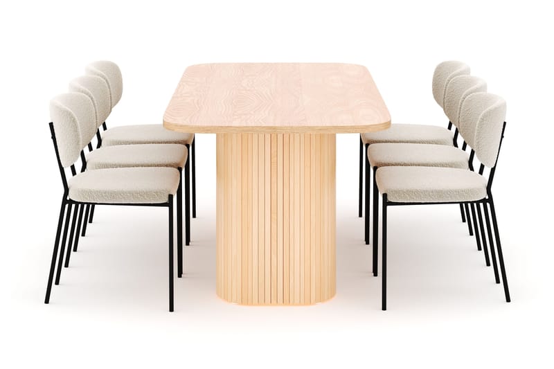 Kopparbo Ruokapöytä 200 cm ja 6 Gemmiano Tuolia - Luonnonväri - Huonekalut - Pöytä & ruokailuryhmä - Ruokailuryhmä